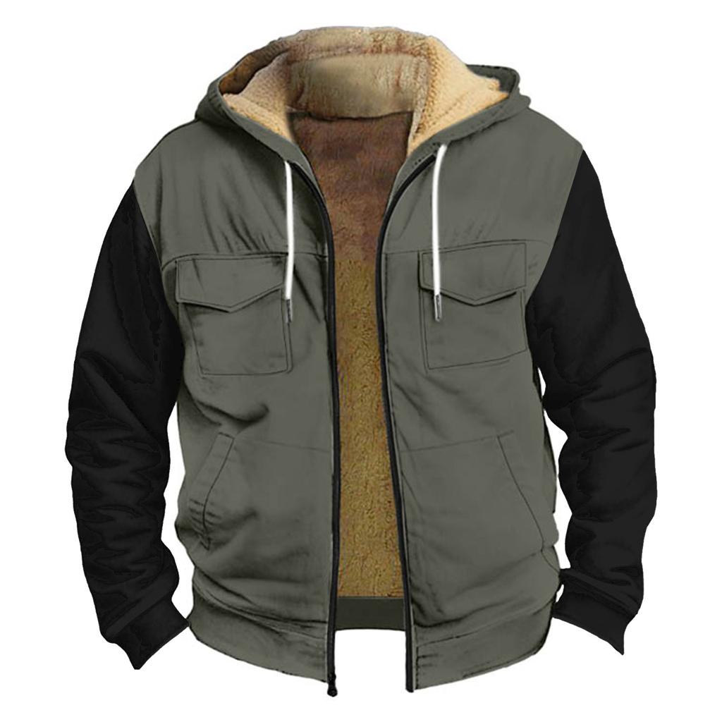 Men's Thickened Button Double Pocket Jacket With Pocket Insert Cotton Jacket