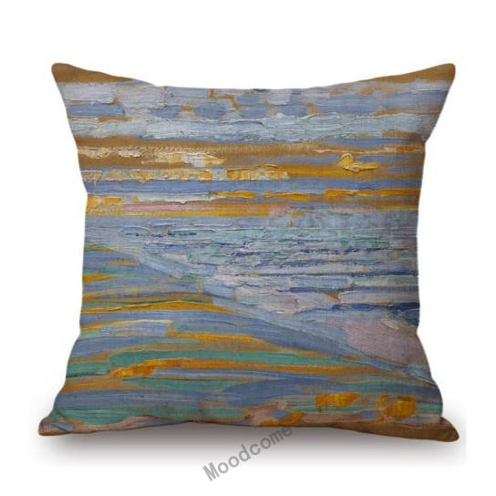 Modern Abstract Art Geomtric Lines Red Blue Yellow Piet Mondrian Oil Painting Home Decorative Pillow Case Linen Cushion Cover
