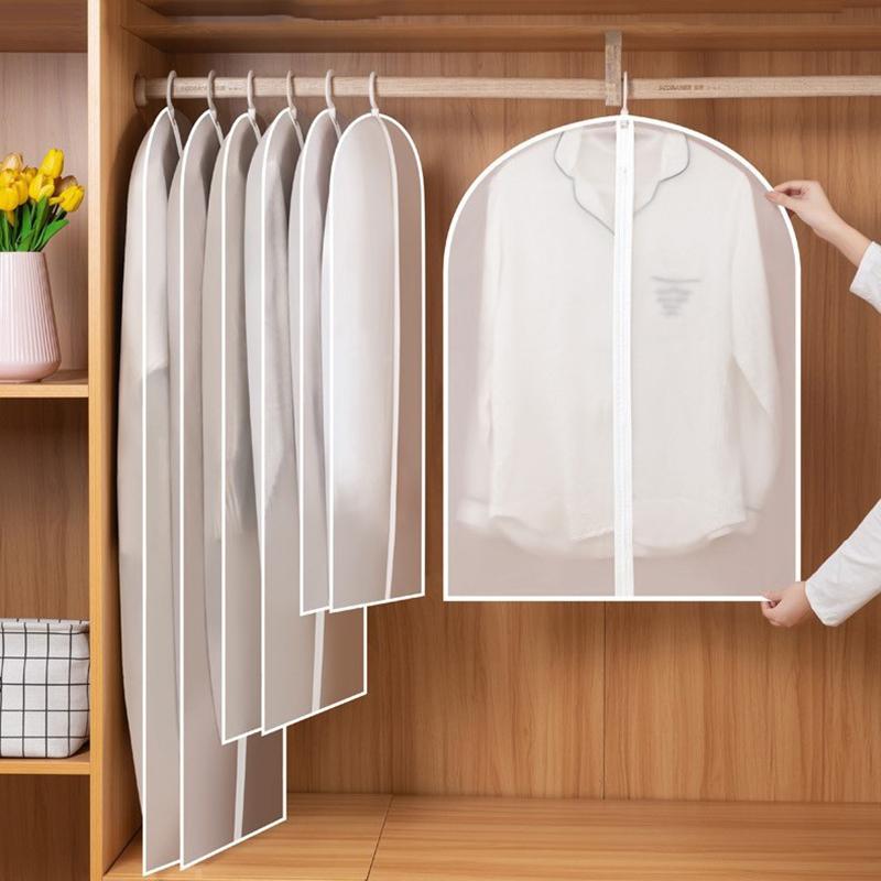 Thickened Washable Clothes Dust Cover - Transparent Zippered Storage Bag for Suits & Coats
