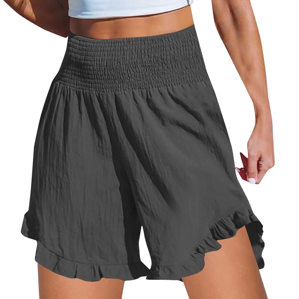 Женские однотонные тонкие повседневные брюки с эластичной резинкой на талии, свободные брюки, шорты