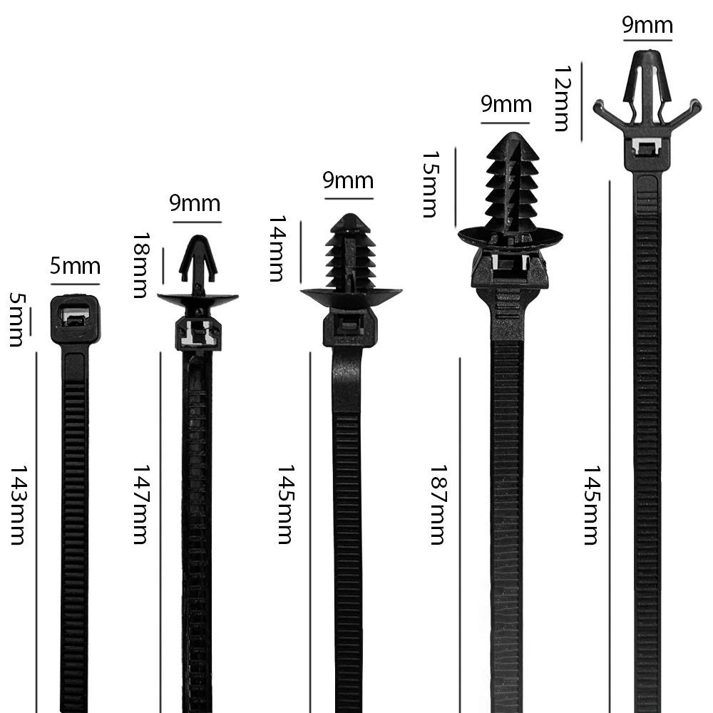 160pcs Car Wire Harness Fastener Tie Wrap Cable  Clips Cable Ties