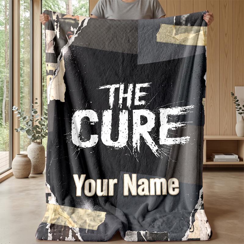 The Cure Custom Flannel Throw Blanket Print Your Name Text Soft Warm Blanket Holiday Present