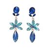 Серьги-капли с синим цветком из циркона, французские легкие, роскошные, высококачественные серьги-гвоздики, индивидуальный дизайн, женские серьги