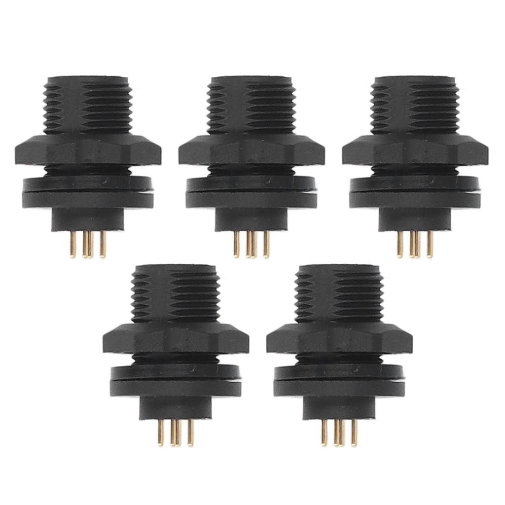 5Pcs E7 Threaded Plate Mount Pin Type Aviation Connector 4 Core 20AWG IP67 Waterproof Electrical