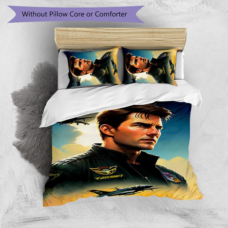 Top Gun 3pcs Bedding Set Duvet Cover Closure Includes 1 Duvet Cover & 2 Pillowcases for All Seasons Bedroom Home Dorm Decor