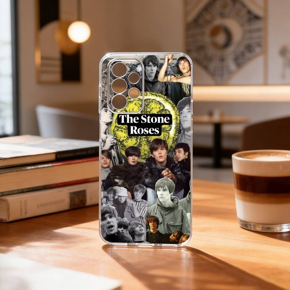 The S-Stone R-Roses Band Phone Case For Samsung S25,S24,S21,S22,S23,S30,Ultra,S20,Plus,Fe Transparent Cover