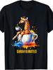 Giraffeinatied Coffee Giraffe Graphic Print Men's Oversized Black T-Shirt Casual Short Sleeve Street