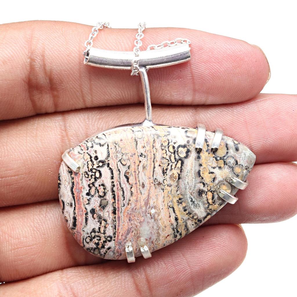 Ювелирное ожерелье на День матери с драгоценными камнями из кожи леопарда и яшмы 20 дюймов