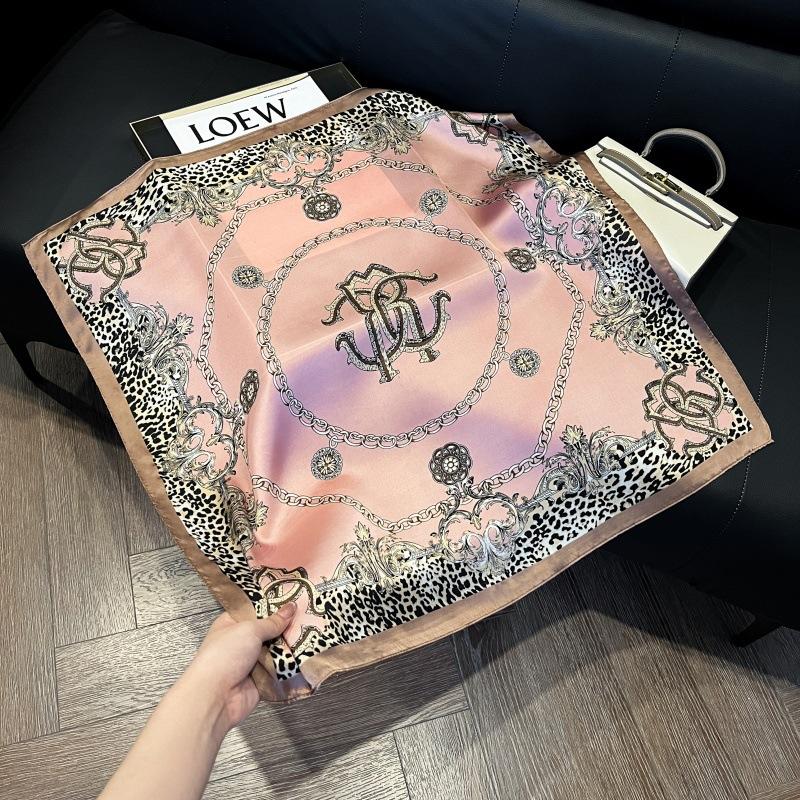 Spring and summer new Korean fashion sweet polka dot simulation silk small square scarf women's thin sunscreen silk scarf decorative small scarf