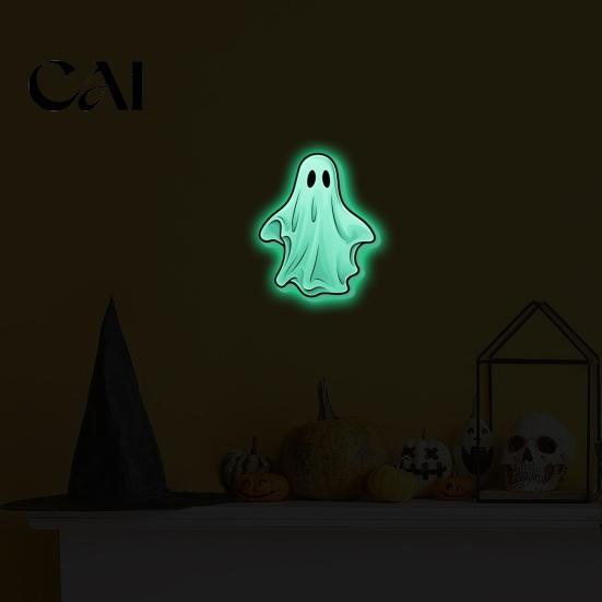 Festival Atmosphere Layout Ornaments Luminous Ghost Wall Stickers for Halloween Decoration, Glow in The Dark PVC Decals Indoor Outdoor