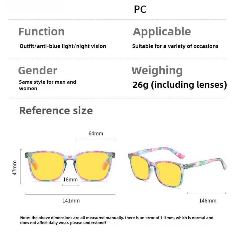 Large Frame Blue Light Blocking Glasses Night Vision Glasses for Night Driving Orange or Red Lenses Protection Plain Glasses