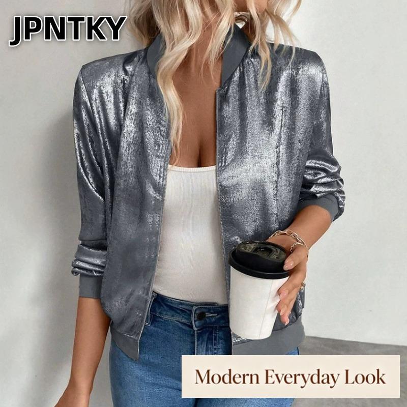 Женские винтажные повседневные куртки и пальто JPNTKY, однотонные, с принтом, Осень-Зима, с длинным рукавом