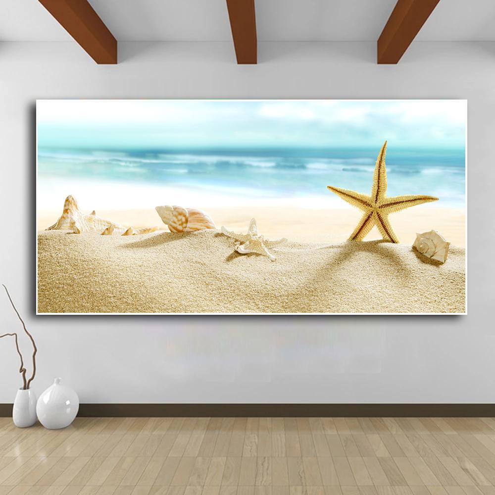 Морские звезды, ракушки, пляж, холст, картина, ракушка, морская стена, настенное искусство, морской пейзаж, настенные картины, постер для гостиной, спальни, офиса, декор