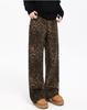 Унисекс ретро леопардовый принт прямые повседневные брюки