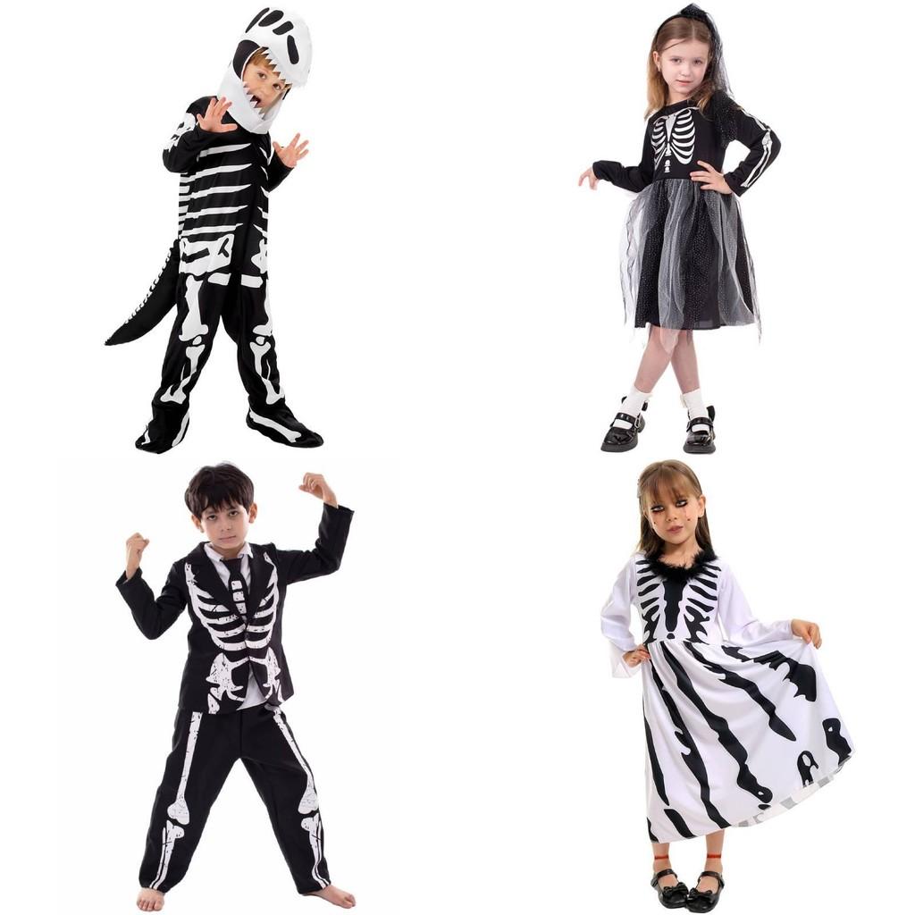 Костюм скелета для косплея ребенка на Хэллоуин и театрального представления