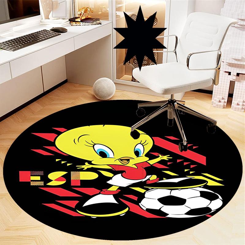 Tweety Printed Round Rug Carpet Chair Rug Area Rug Entryway Doormats,for Office Chair Living Room Bedroom Kitchen Room.