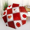 Heart And Button Pattern With Red Plaid And Polka Dots In A Quilted Design Portable Automatic Umbrella Compact 8 Rib Design Sturdy Construction All