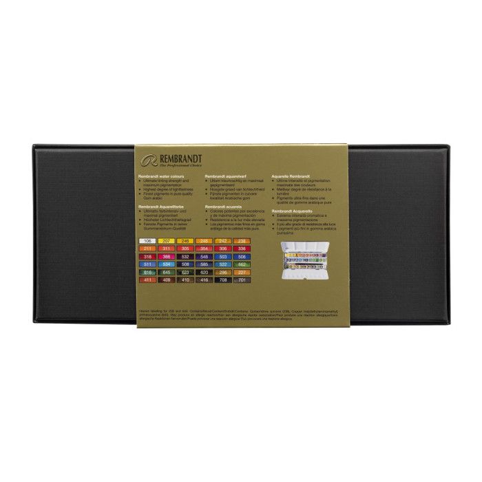 Peinture aquarelle - REMBRANDT - Extra fine - Boîte de 36 godets - Inclus pinceau - Couleurs éclatantes