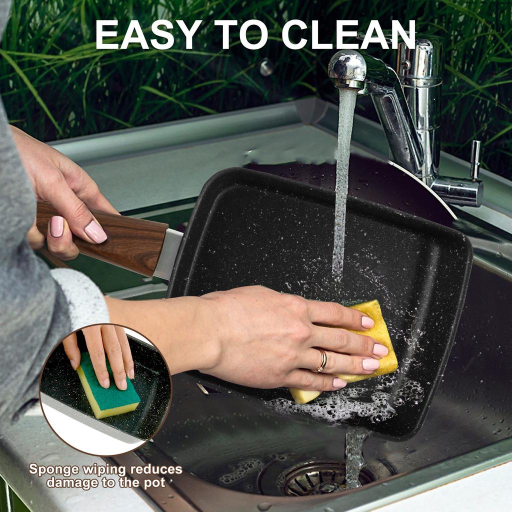 Rectangle Tamagoyaki Pan Iron Nonstick Japanese Omelette Pan With Spatula Sponge Multifunctional Egg Roll Pan for Kitchen