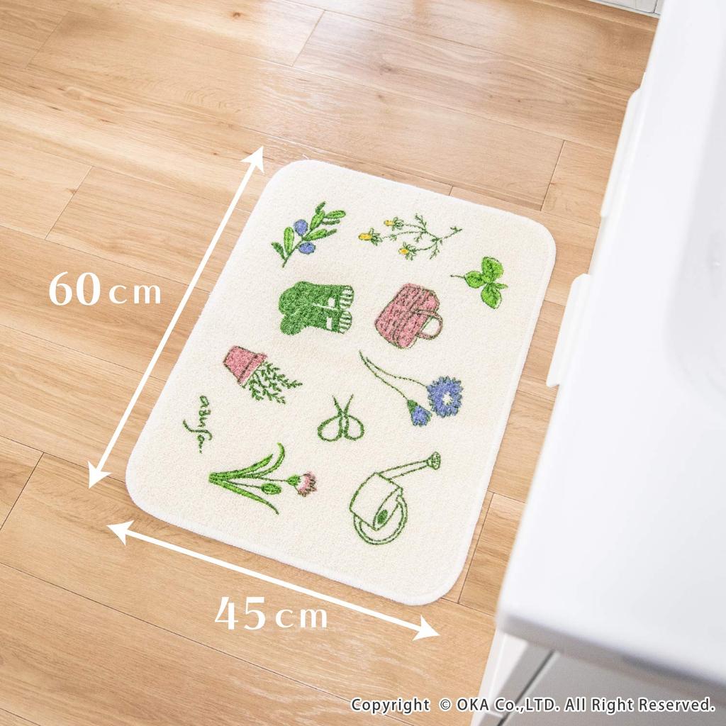 OKA Садовая Кухонная 45 см x Зеленая Сделано в 4548622736243 Коврик, Прибл.. 60см, (Нескользящий, Моющийся, Япония)
