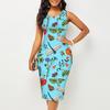 Женское платье Sling Summer Butterfly Dragonfly Flower Print Dresses Tight без рукавов Slim Fit Sexy Fashion Top Clothing
