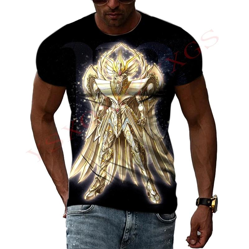 Мужская и женская футболка Golden Warrior Saint Seiya с 3D принтом и коротким рукавом, повседневная спортивная футболка, топ
