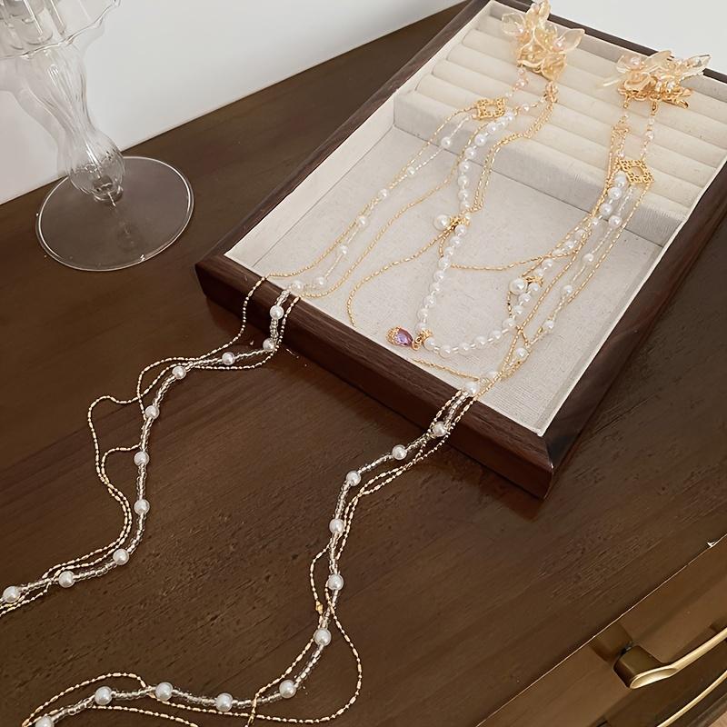 1 Piece Set Of Pearl Studded Diamond Flower Long Tassel Hair Clips Creative And Fashionable Shark Clip Niche Hair Accessories For Women