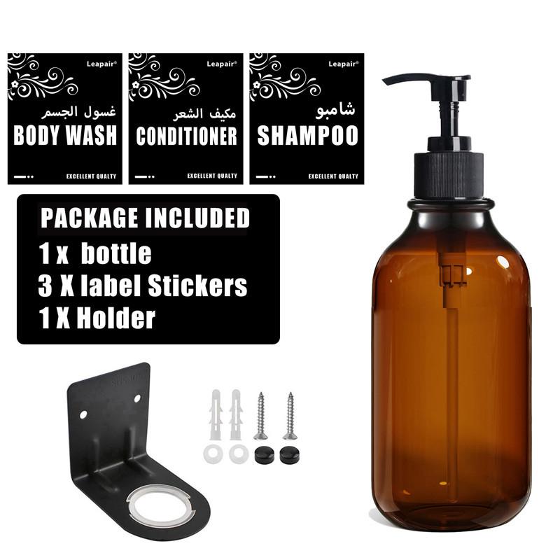 Дозатор для мыла 500 мл, флакон для лосьона, многоразовый флакон с этикетками, настенный держатель для шампуня/кондиционера/геля для душа