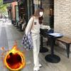 Стильный зимний комплект для разогрева из плотной ткани для женщин, двухпредметный комплект модных теплых свитеров для женщин