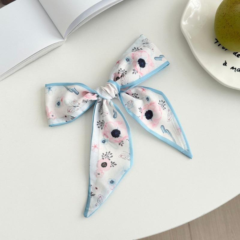Silk Scarf Long Strip New Small Fresh Pastoral Headscarf Bow Headband Tied Bag Streamer Decorative Scarf Belt