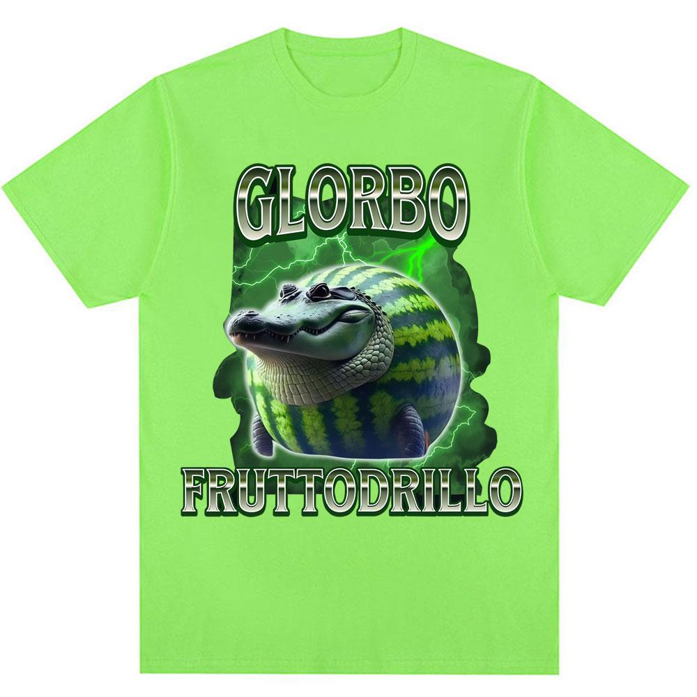 Забавная футболка с мемом Glorbo Fruttodrillo, итальянская мода с мозговым гниением, юмористические футболки, мужские, женские, свободные, хлопковые, повседневные футболки, уличная одежда