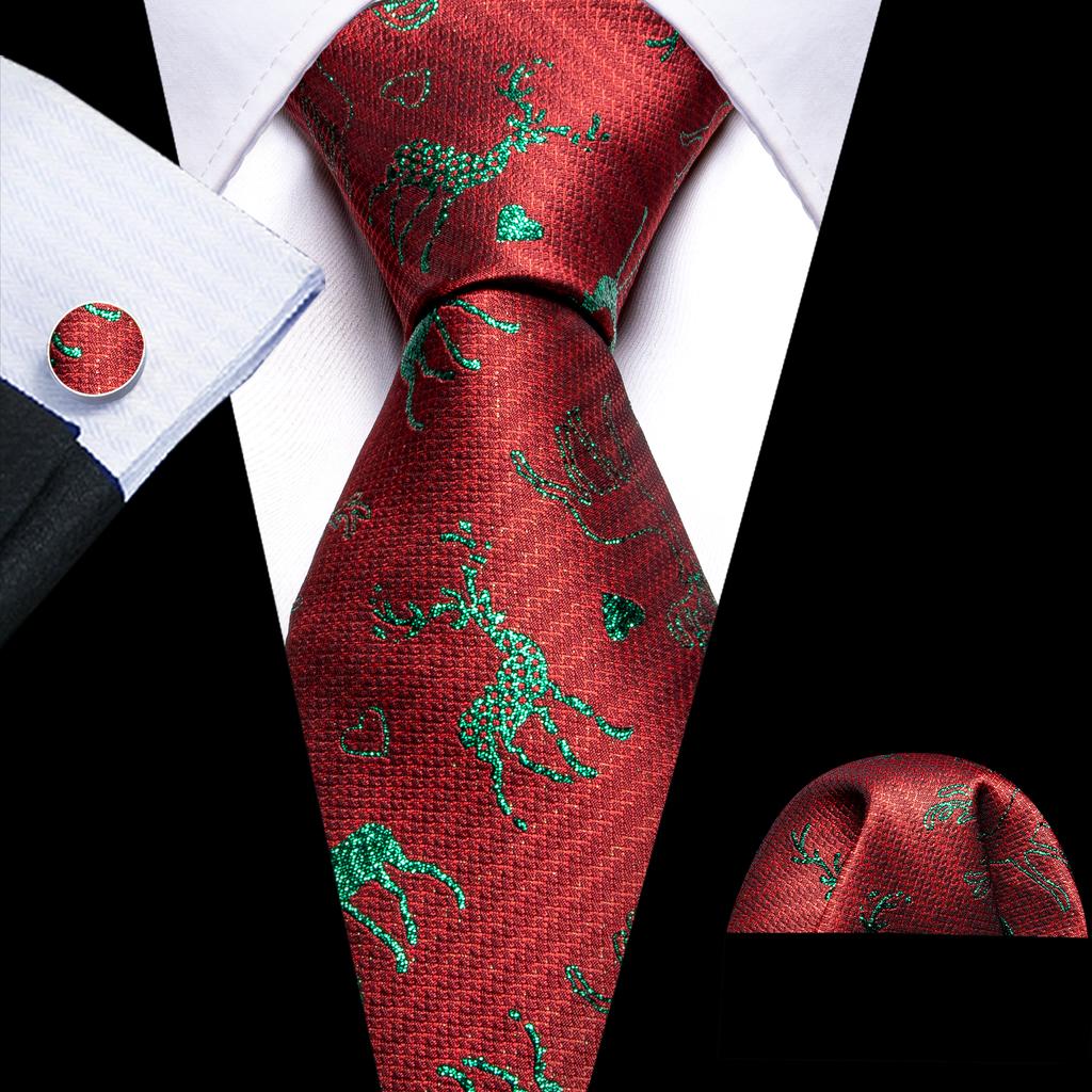 Barry.Wang Mens Novelty Plaid Striped Neckties Handkerchief Cufflinks Set Formal Casual Business