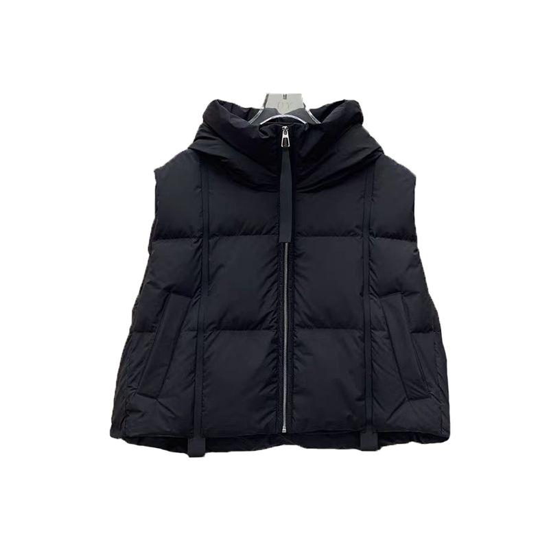 Tide brand 90 белый утиный пуховый жилет женский 2024 осень-зима модный воротник-стойка утолщенный повседневный жилет-лента tide