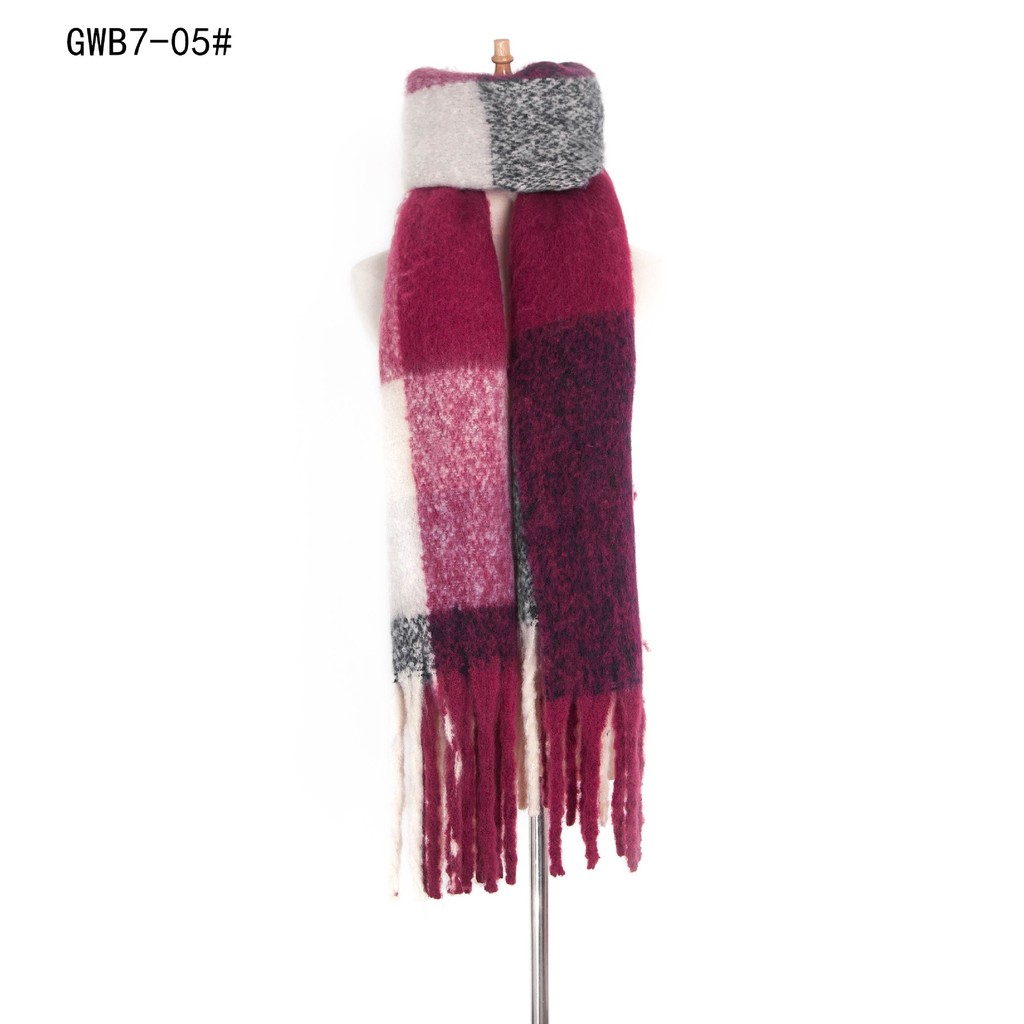 Осенне-зимний толстый клетчатый шарф с кисточками, шаль