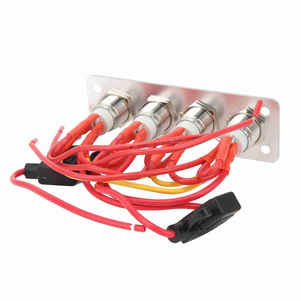 Панель переключателей на 4 клавиши, синяя подсветка, DC 12V 16A, кнопочный переключатель из нержавеющей стали для автодома, лодки