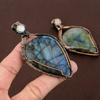 Подвеска ручной работы из медной проволоки из натурального лабрадорита 3,15 дюйма Q3c97