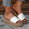 High-heeled Thick-soled Cool Slippers 2025 New Fashion Summer Round Head Shoe Head Large Size One-word Drag