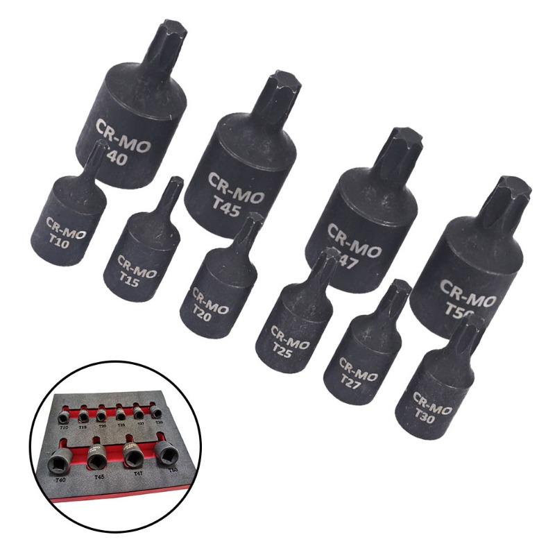10/9 шт. Насадка-бита Torx 1/4 3/8 дюйма с головкой-торцом Ручные инструменты T10 T15 T20 T25 T27 T30 T40 T45 T47 T50