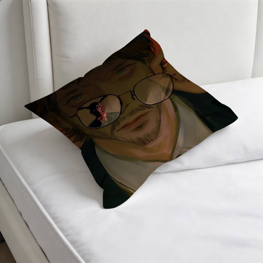 Cute HHannibal and Will Chibi Square Pillow Case Soft Decorative Throw Pillow Cover for Home Sofa Bed