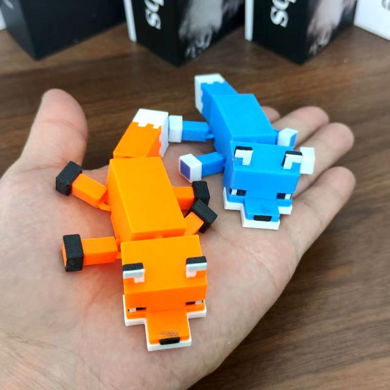 3D-печатная фигурка в форме синей лисы Коллекция фигурок питомцев Игрушки Фигурки персонажей Украшение Украшения Декор Подарок для детей