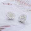 Elegant Women Girl Inlay Beads Simulated Pearl Stud Earrings Camellia Big White Flower