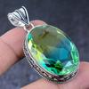 Двухцветный турмалин драгоценный камень ручной работы 925 стерлинговое серебро кулон 2.17" v4S01
