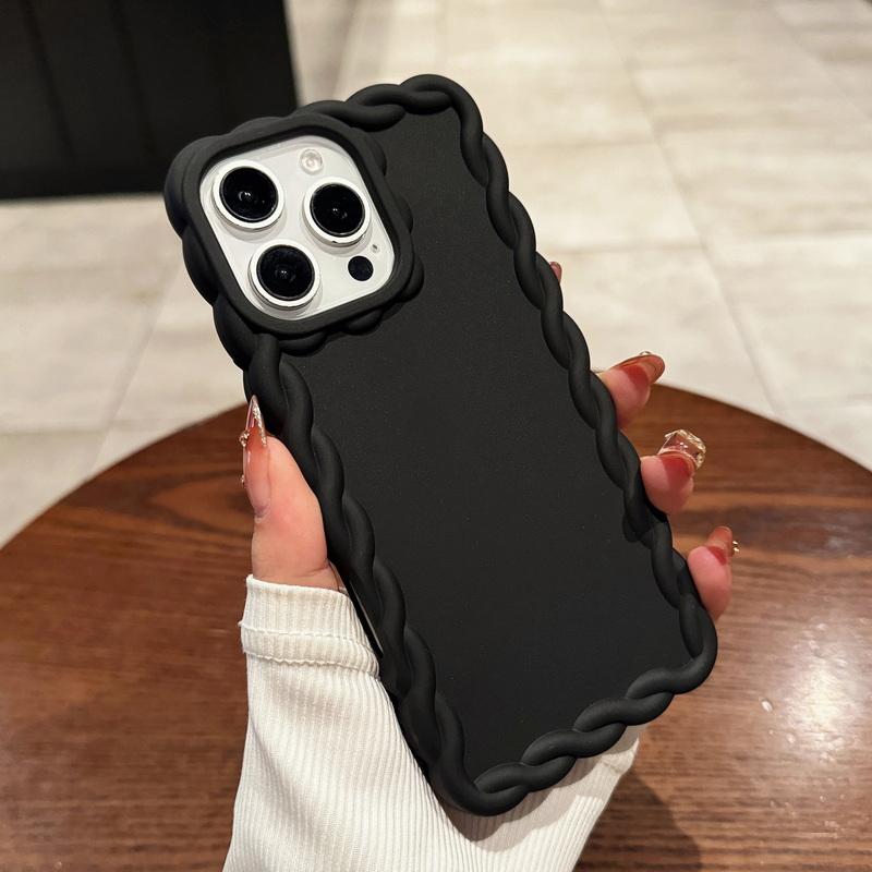 Cute Candy Color Matte Shockproof Case For iPhone 16 15 Pro Max 14 Pro 13 12 11 Wave Frame Clear Soft TPU Phone Cover