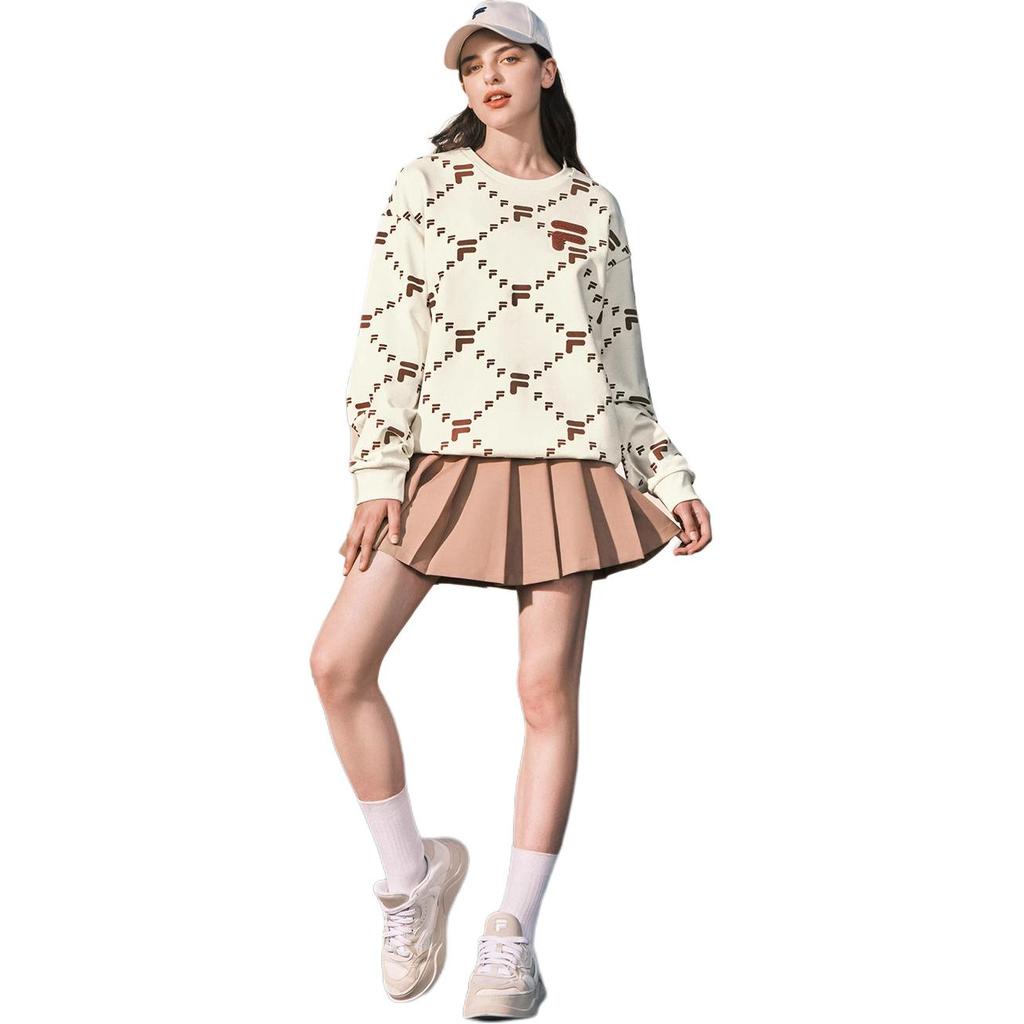 Fila Fusion Свитшот с принтом логотипа, круглый вырез, унисекс, цвет 'Античный белый', T11U316203FIV