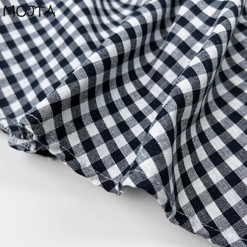 Plus Size Spring Summer Women's High Waist Casual Cotton Vintage Plaid Skirt Mid-length A-line Hip Skirt