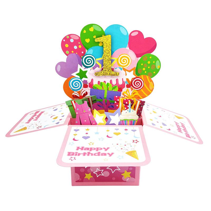 Открытка на день рождения, 3D всплывающая поздравительная открытка на день рождения для девочки, дочери, внучки, племянницы с 1 конвертом, 1 карточкой для сообщения