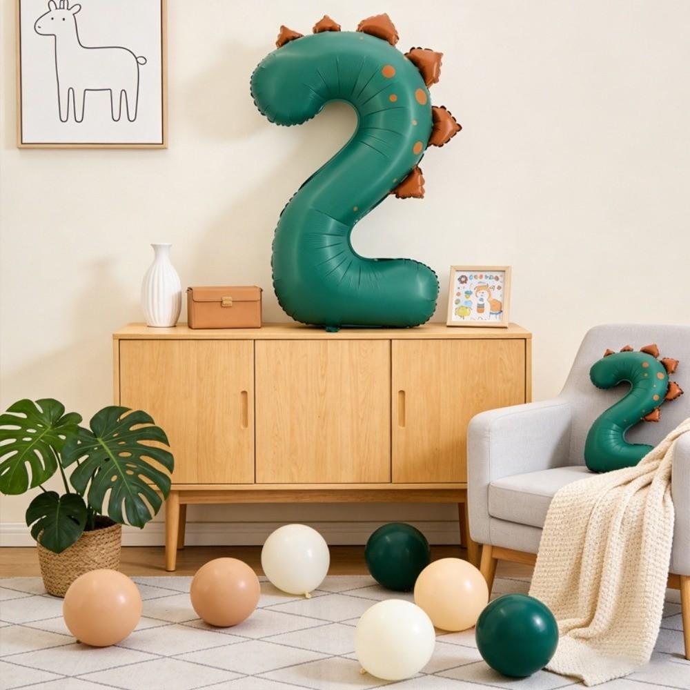 Matte Finish Dinosaur Theme Balloons Number Shape Birthday Party Balloons For 1-3 Year Olds