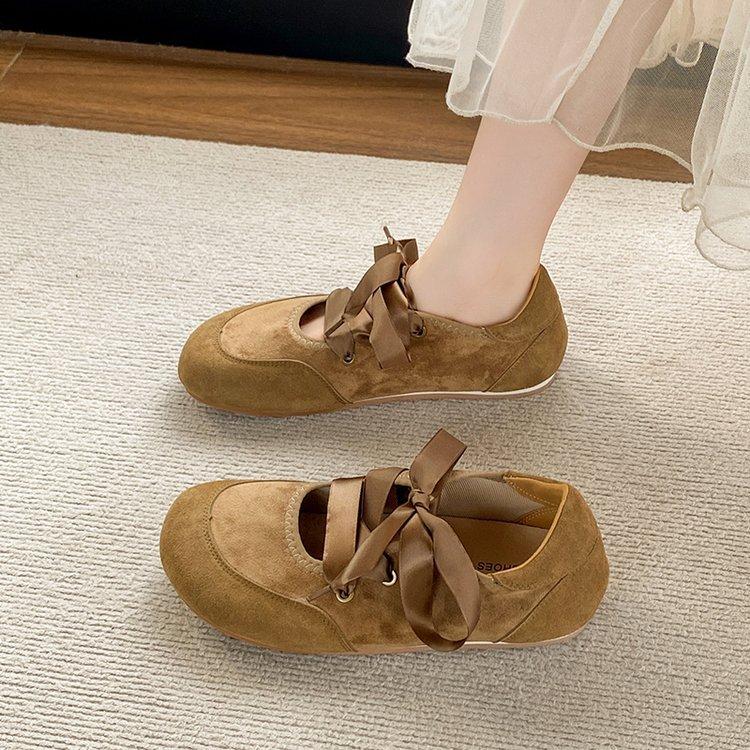 French Retro Style Bow Satin Band Ballet Shoes Mary Jane Shoes Soft Flat Comfortable Mary Jane Single Shoes Women