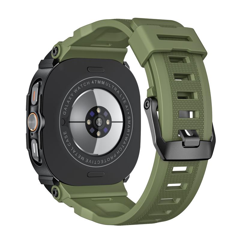 Металлический корпус+Ремешок для Samsung Galaxy Watch Ultra 47 мм Ремешок Силиконовый Дышащий Ремешок Запасной ремешок для Samsung Galaxy Ultra 2025/2024 Correa