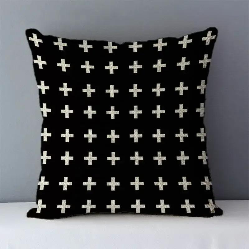 Black and White Geometric Animal Doublesided Printed pillow cover Short plush Suitable living rooms sofas throw cushion cover